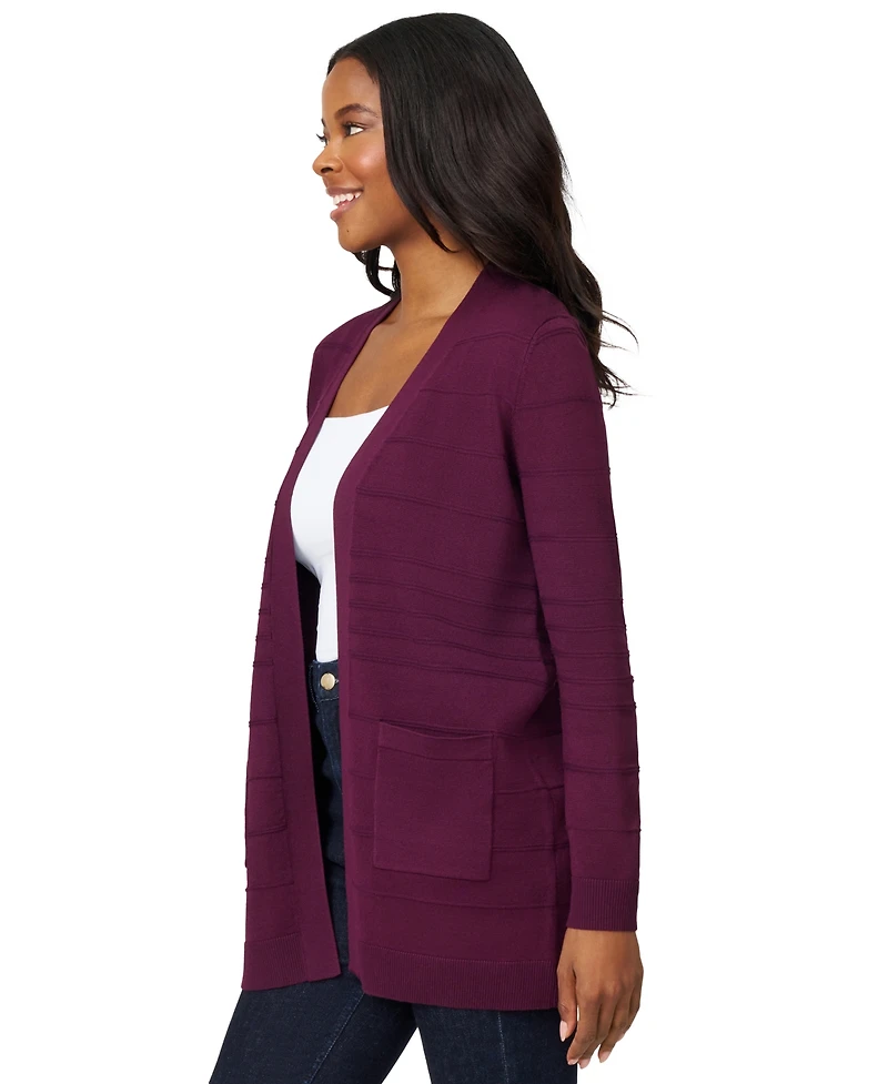 Melissa Paige Women's Ribbed Open-Front Long Cardigan