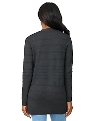 Melissa Paige Women's Ribbed Open-Front Long Cardigan