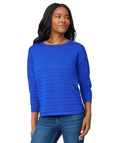Melissa Paige Women's Ottoman-Rib Crewneck 3/4-Sleeve Sweater