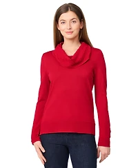 Melissa Paige Women's Chevron-Trimmed Cowl-Neck Sweater