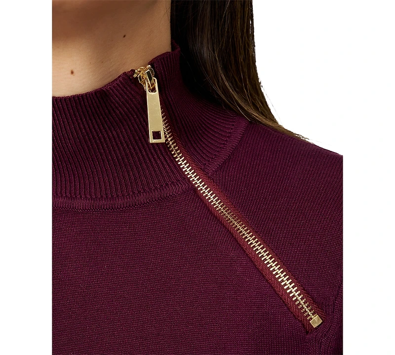 Melissa Paige Women's Mock-Neck Side-Zip Sweater