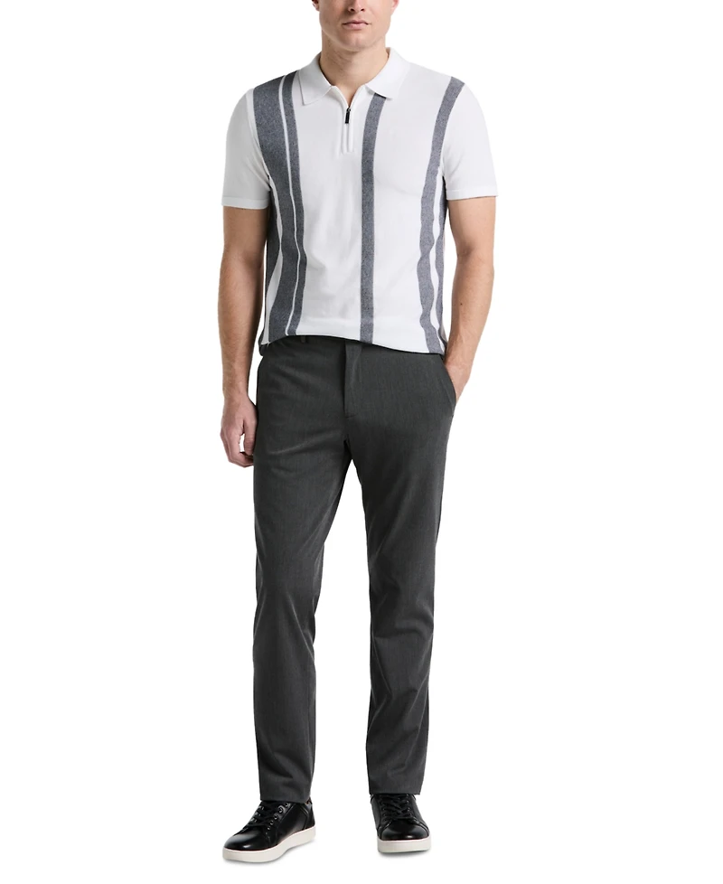 Perry Ellis Men's Stripe Zip Polo Shirt