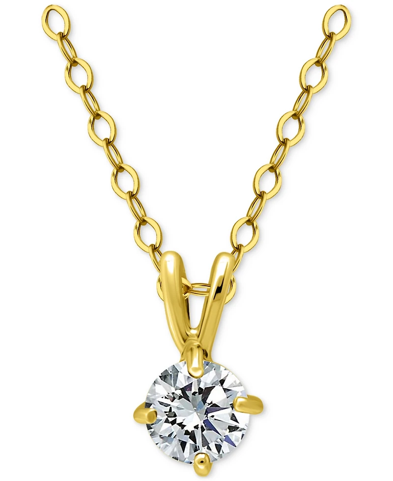 Giani Bernini Cubic Zirconia Solitaire Pendant Necklace 18k Gold over Sterling Silver, 16" + 2" extender, Exclusively at Macy's