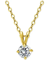 Giani Bernini Cubic Zirconia Solitaire Pendant Necklace 18k Gold over Sterling Silver, 16" + 2" extender, Exclusively at Macy's