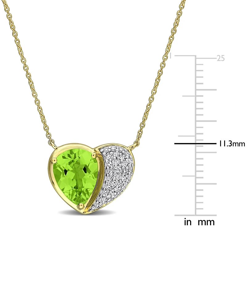 Peridot (1-5/8 ct. t.w.) & Diamond (1/6 ct. t.w.) Heart 18" Pendant Necklace in 10k Yellow Gold