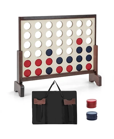 Giant 4-in-a-row Game Set Wooden Jumbo 4-to-Score with Carrying Bag