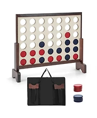 Giant 4-in-a-row Game Set Wooden Jumbo 4-to-Score with Carrying Bag