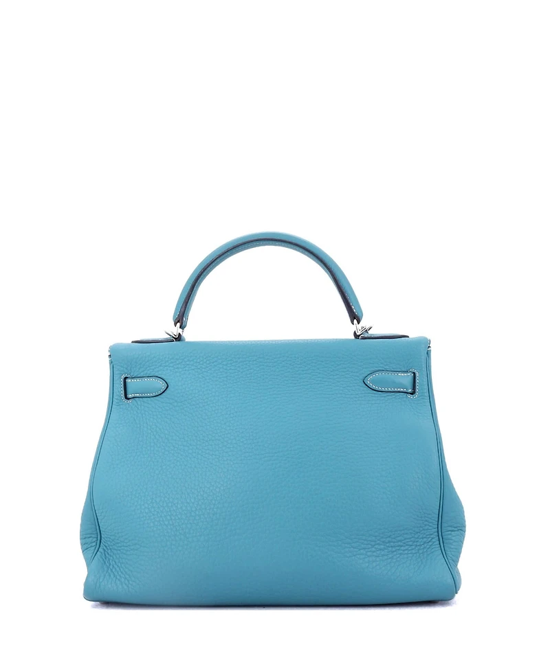 Pre-Owned Hermes Kelly Handbag Clemence with Palladium Hardware