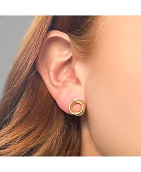 The Lovery Flat Gold Circle Stud Earrings 14K Gold