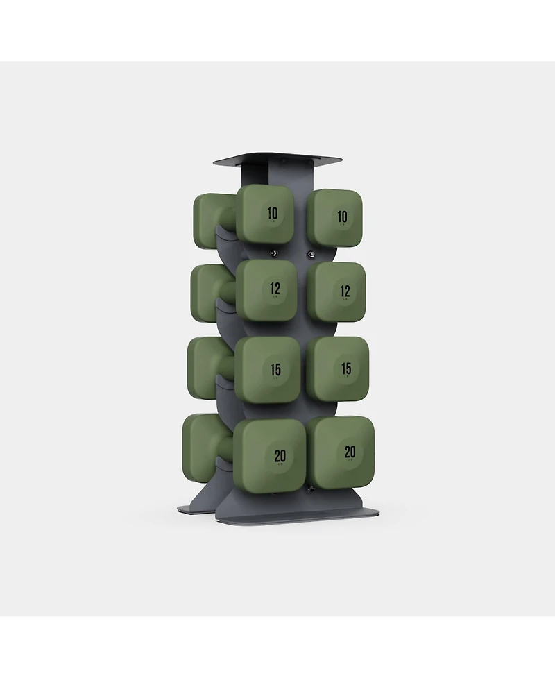 WeGym SafeGrip Dumbbells Upper Set with Dark Rack - 10, 12, 15, 20lbs