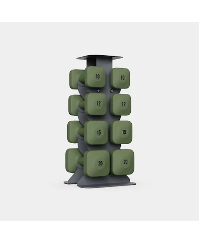 WeGym SafeGrip Dumbbells Upper Set with Dark Rack - 10, 12, 15, 20lbs