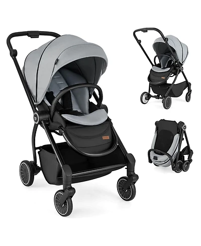 Costway Baby Stroller Foldable Infant Pram Stroller with Reclining Backrest Handle