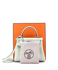 Pre-Owned Hermes Kelly 25 Handbag Green Swift with Palladium Hardware