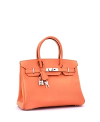 Pre-Owned Hermes Birkin 30 Handbag Orange Epsom with Palladium Hardware
