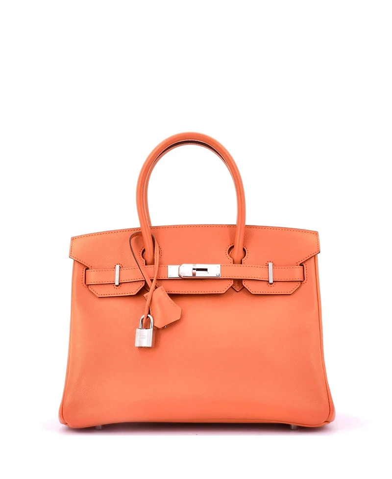 Pre-Owned Hermes Birkin 30 Handbag Orange Epsom with Palladium Hardware