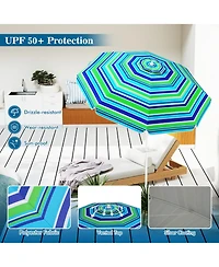 Gymax 6.5 Ft Beach Umbrella for Sand Heavy-Duty Sunshade Parasol w/ Sand Anchor