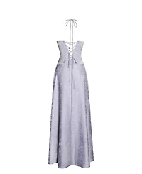 Miss Circle Women's Raegan Taro Purple Jacquard Rouched Maxi Dress