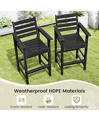 Slickblue Patio Hdpe Adirondack Bar Chairs Set of 2 with Wide Armrests