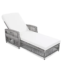 Mondawe Outdoor Wicker Lounge with Armrests, Patio Adjustable Recliner Soft Removable Cushions