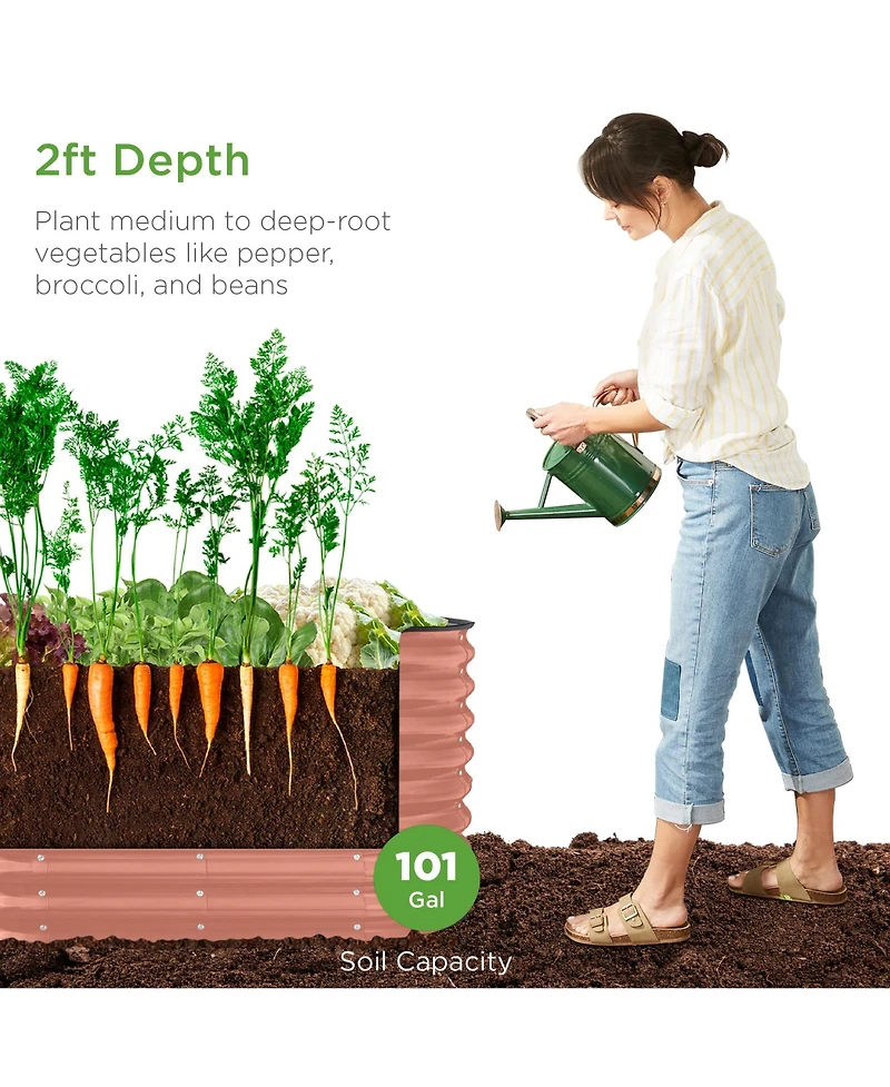 Best Choice Products 4x2x2ft Outdoor Raised Metal Oval Garden Bed, Planter Box for Vegetables, Flowers