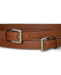 Lauren Ralph Double-Buckle Stacked Wide Leather Belt