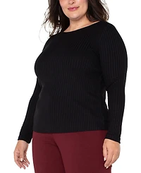 Liverpool Los Angeles Trendy Plus Ribbed Boatneck Top