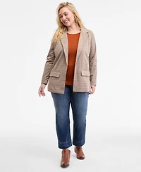 Liverpool Los Angeles Plus Plaid Boyfriend Blazer
