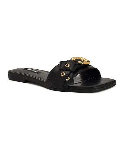 Nine West Women's Missj Buckle Slip-On Flat Sandals