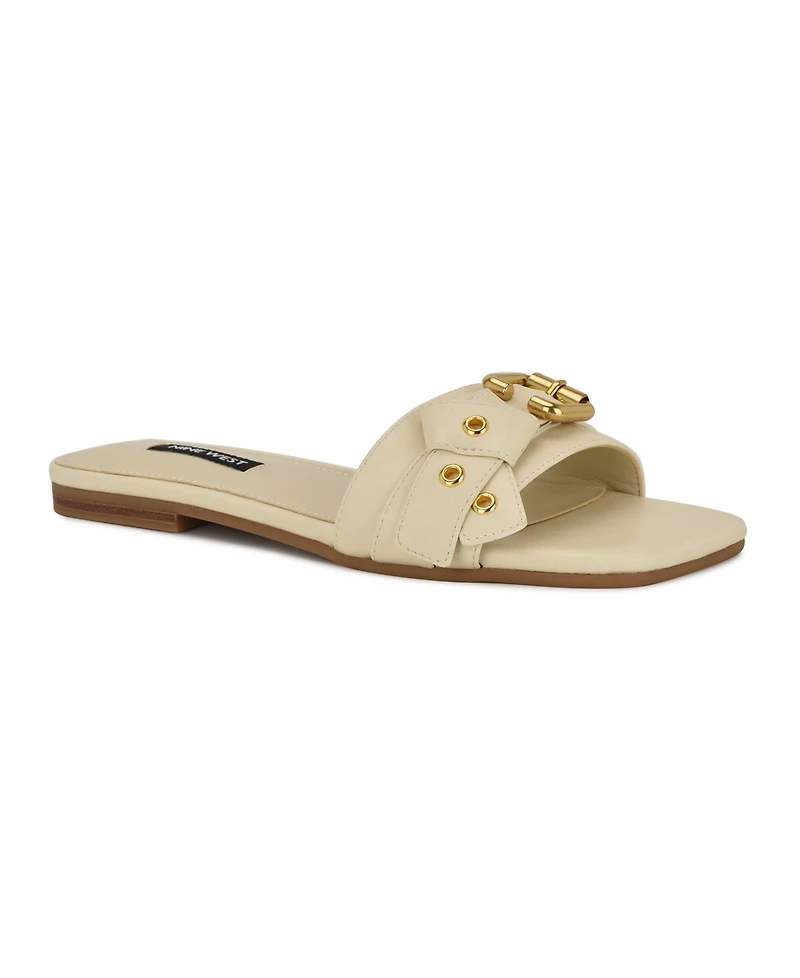 Nine West Women's Missj Buckle Slip-On Flat Sandals