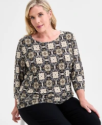 Jm Collection Plus Printed Jacquard Top, Macy's Exclusive