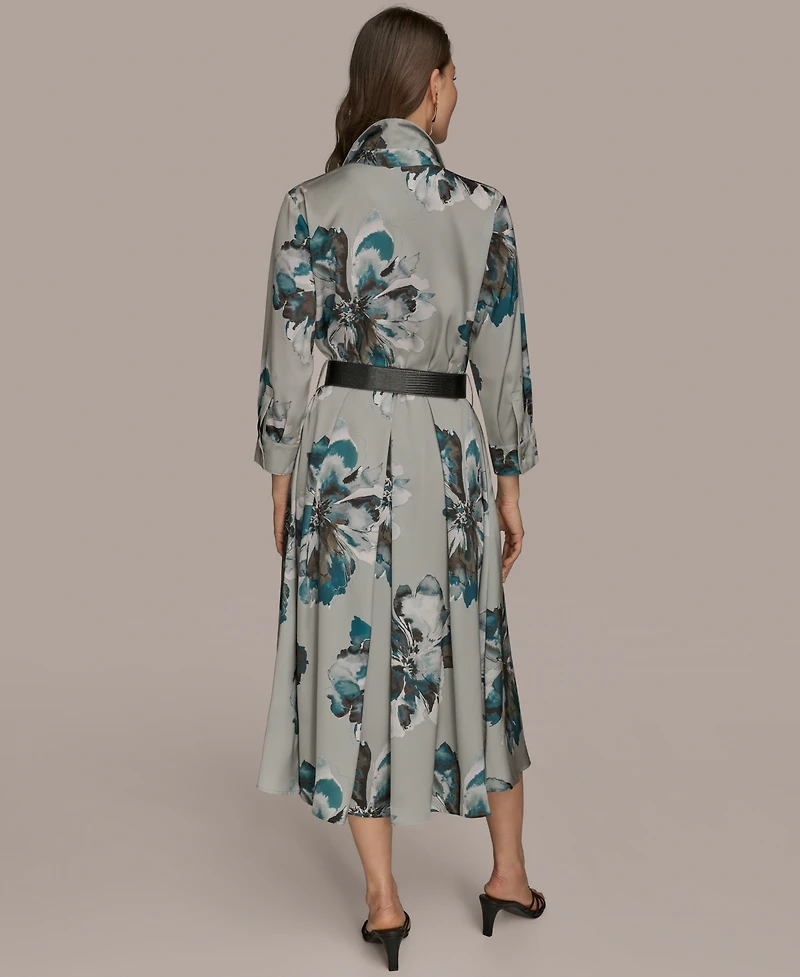 Donna Karan New York Women's Printed Long-Sleeve Belted Shirtdress