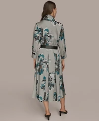 Donna Karan New York Women's Printed Long-Sleeve Belted Shirtdress