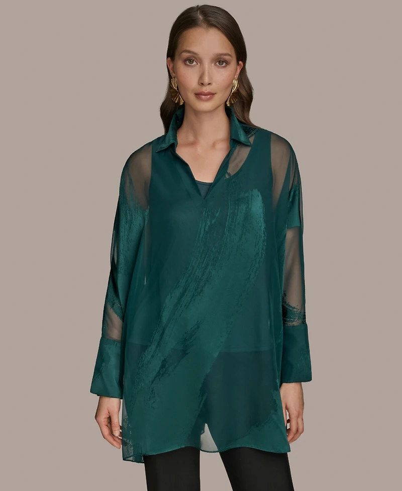 Donna Karan New York Women's Long-Sleeve Burnout Tunic
