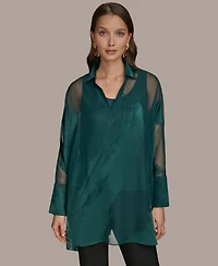 Donna Karan New York Women's Long-Sleeve Burnout Tunic