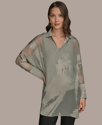 Donna Karan New York Women's Long-Sleeve Burnout Tunic