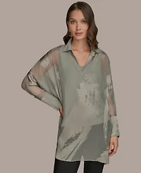 Donna Karan New York Women's Long-Sleeve Burnout Tunic