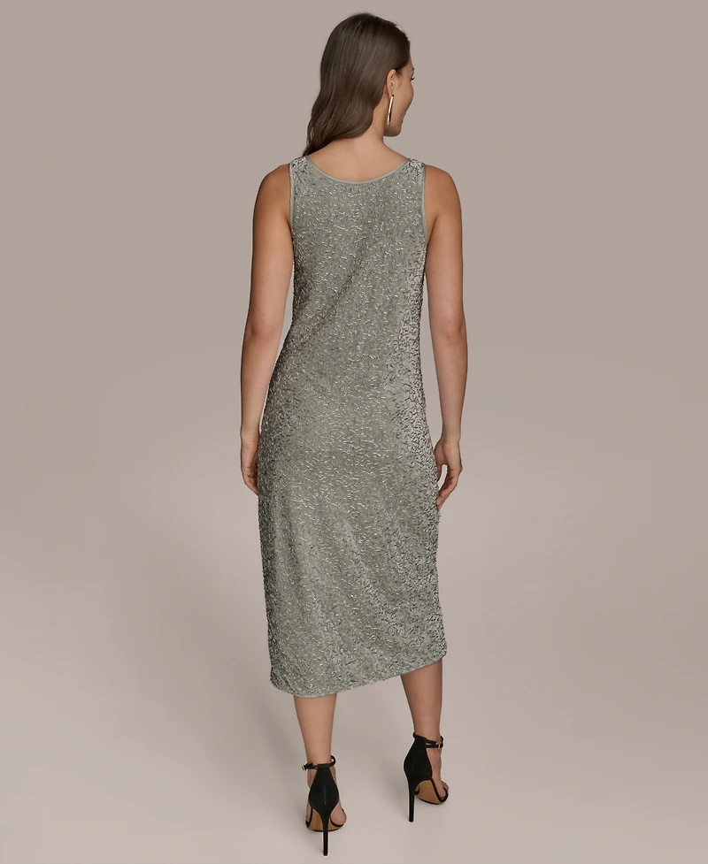 Donna Karan New York Women's Sleeveless Beaded Velvet Dress