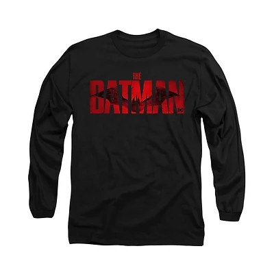 Batman Men's The Crimson Drawn Bat Logo Long Sleeve Adult Tee / T-Shirt