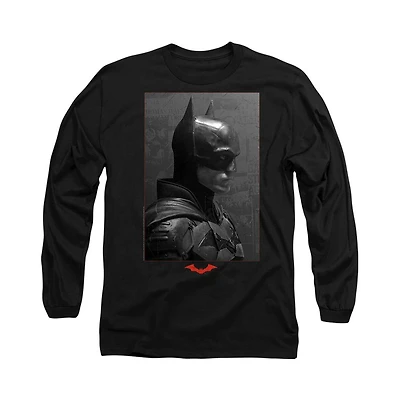 Batman Men's The (2022) Worn Portrait Long Sleeve Adult T-Shirt