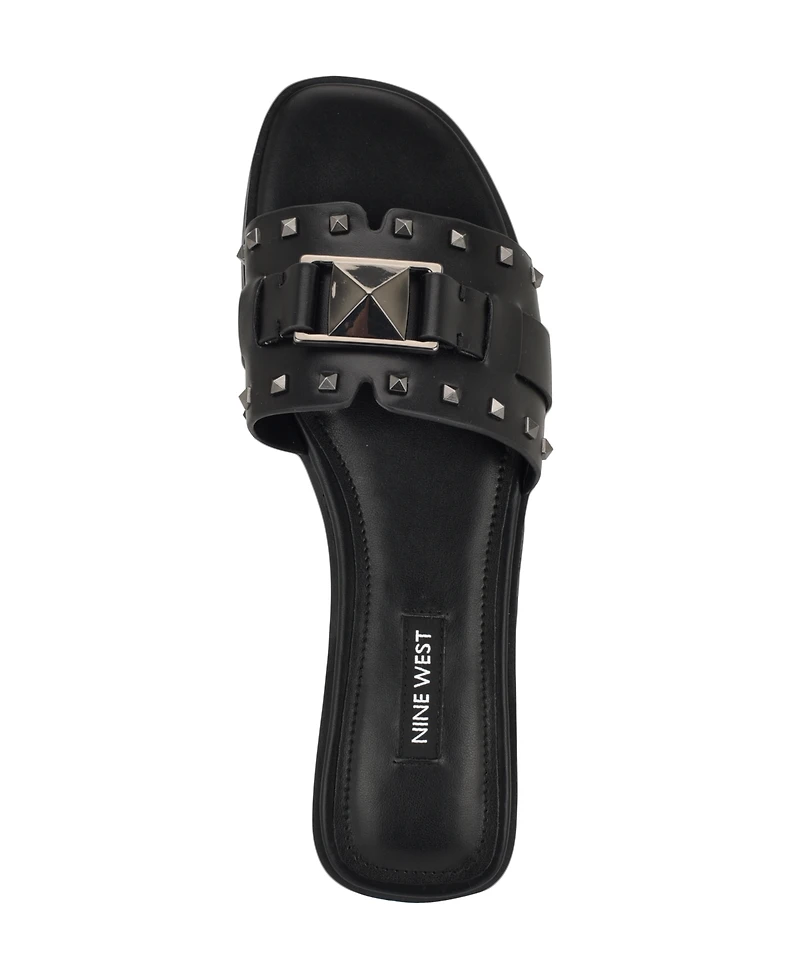 Nine West Women's Griyen Studded Flat Slide Sandals
