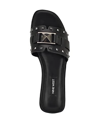 Nine West Women's Griyen Studded Flat Slide Sandals