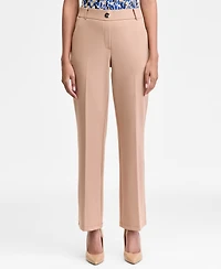 Kasper Women's Mid-Rise Faux-Fly Straight Pants, Regular & Petite