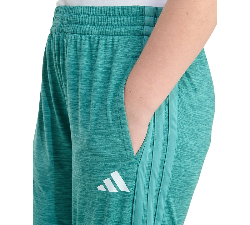 adidas Big Girls Elastic-Waistband 3-Stripe Melange Jogger Pants