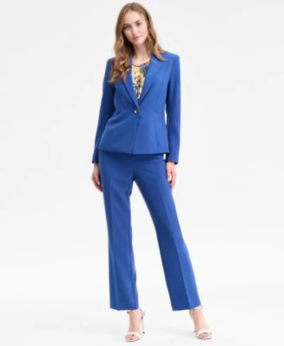 Kasper Single Button Blazer Pleated Neck Top Flare Pants