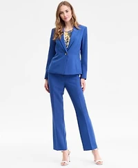 Kasper Single Button Blazer Pleated Neck Top Flare Pants