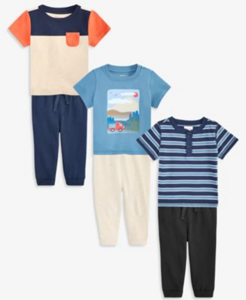First Impressions Baby Boys Mix Match Short Sleeve Graphic T Shirts Jogger Pants Exclusively At Macys