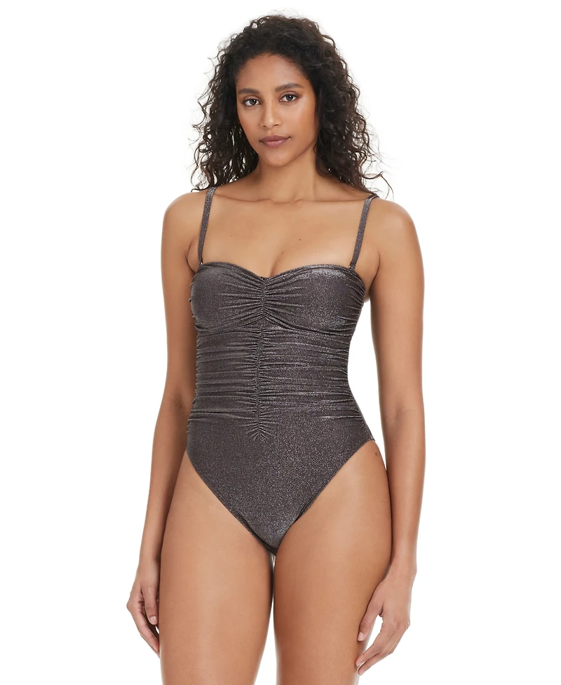 Bar Iii Women's Shimmer Core Bandeau One-Piece Swimsuit, Exclusively at Macy's