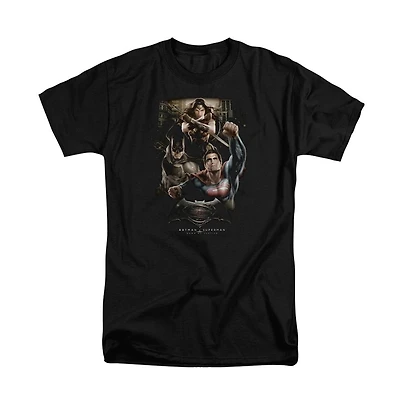 Batman V Superman Men's Three Action Short Sleeve Adult Tee / T-Shirt