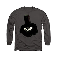 The Batman Mens Silhouette With Riddler Logo Long Sleeve Adult Tee / T-Shirt