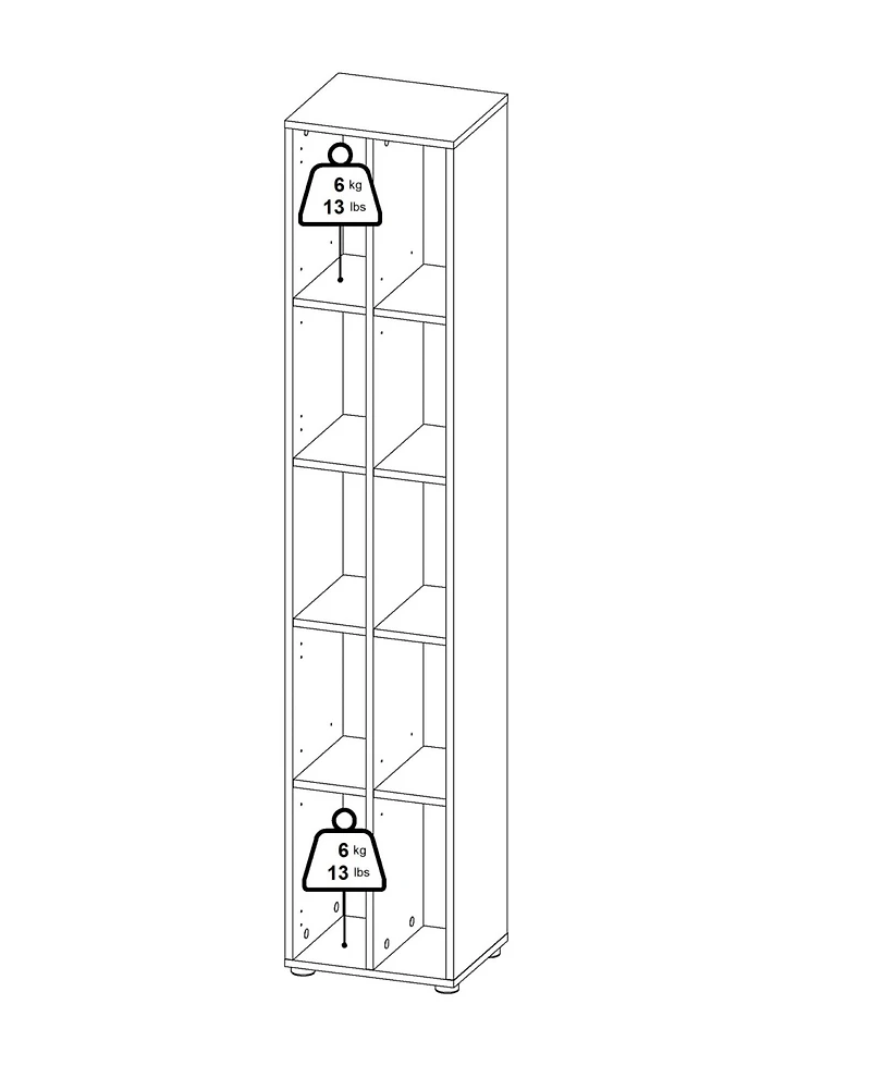 Tvilum 80.59" Wood 10 Shelf Narrow Bookcase